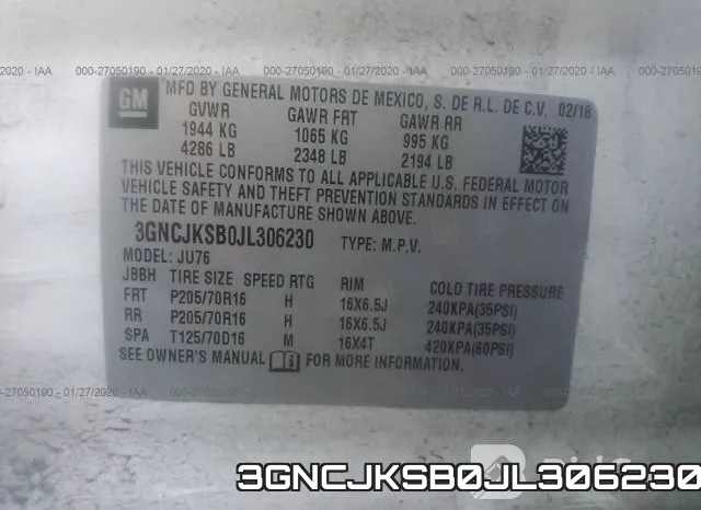 3GNCJKSB0JL306230 фото 7
