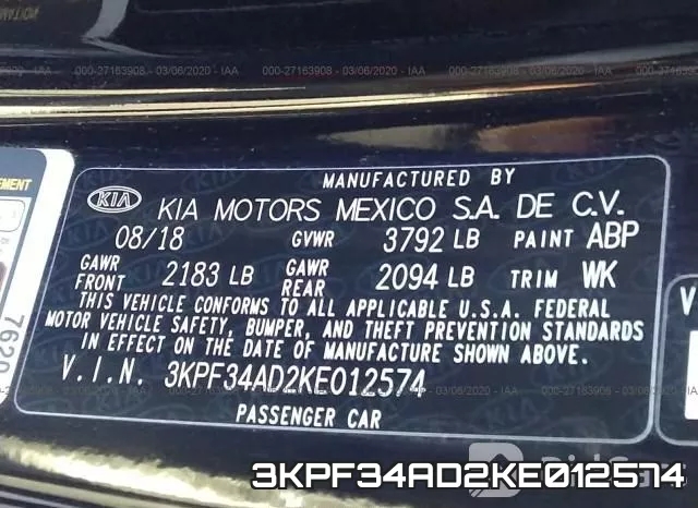 3KPF34AD2KE012574 фото 6