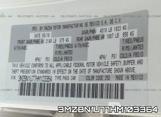 3MZBN1U77HM103364 фото 10