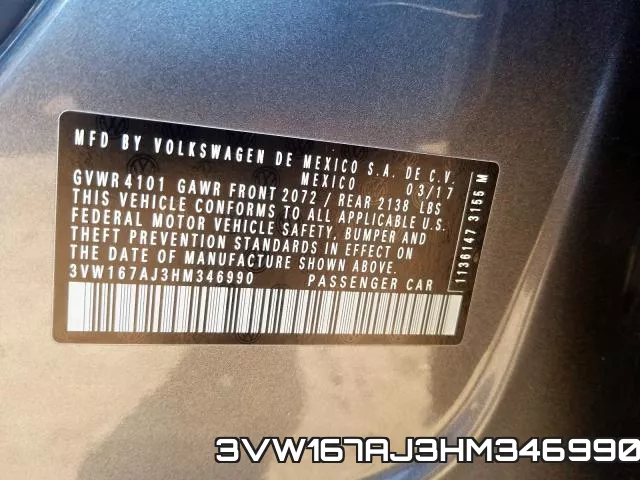 3VW167AJ3HM346990 фото 2