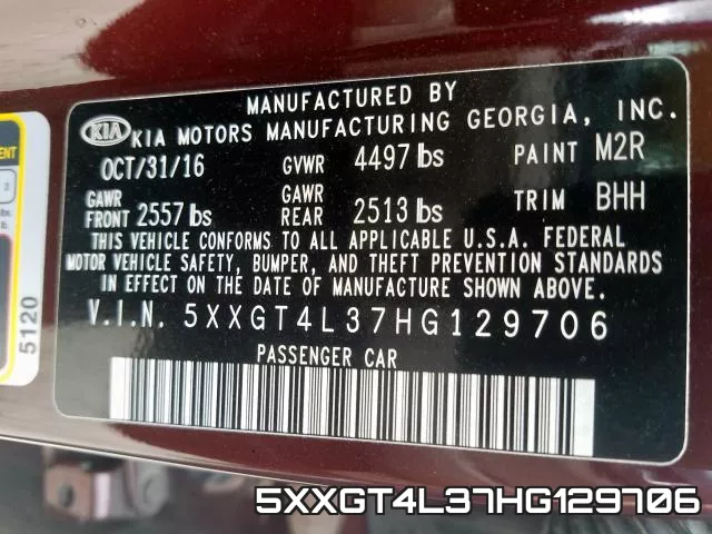 5XXGT4L37HG129706 фото 2
