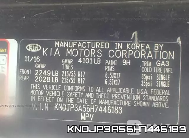 KNDJP3A56H7446183 фото 7