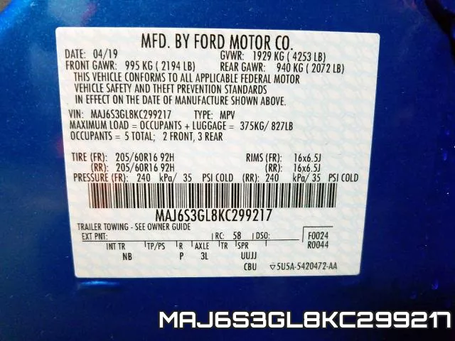 MAJ6S3GL8KC299217 фото 2