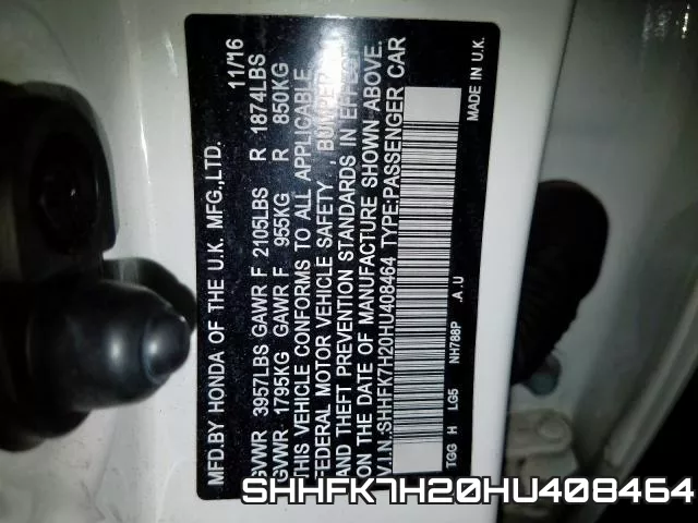 SHHFK7H20HU408464 фото 2