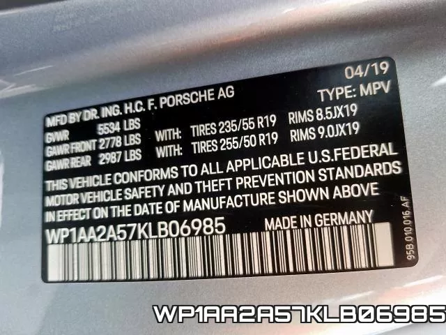 WP1AA2A57KLB06985 фото 2