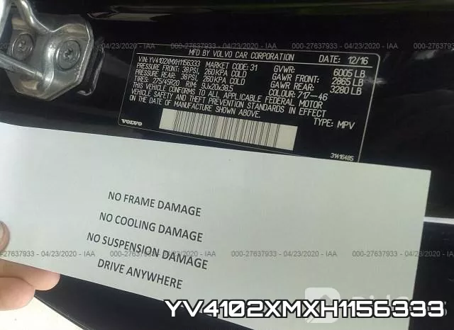 YV4102XMXH1156333 фото 8