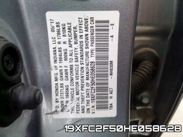 19XFC2F50HE058628 фото 2