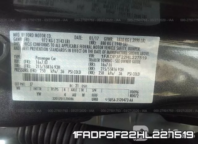 1FADP3F22HL227519 фото 6