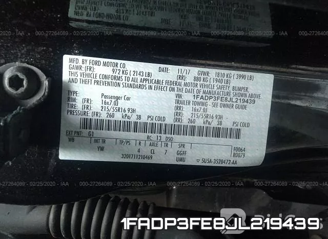 1FADP3FE8JL219439 фото 7