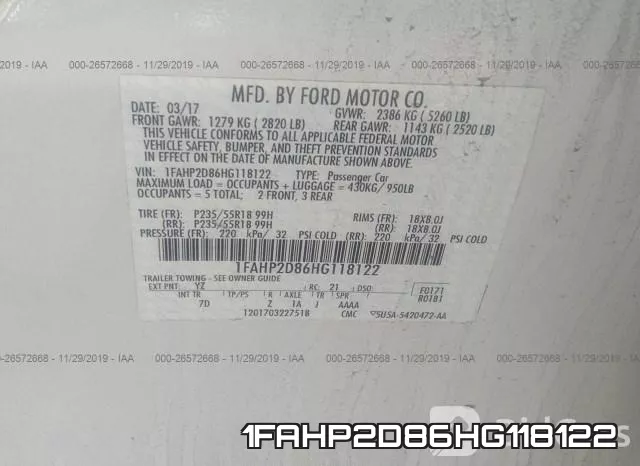 1FAHP2D86HG118122 фото 4
