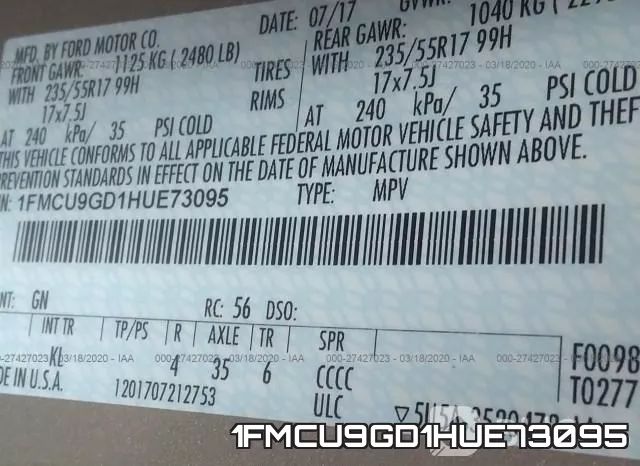 1FMCU9GD1HUE73095 фото 6