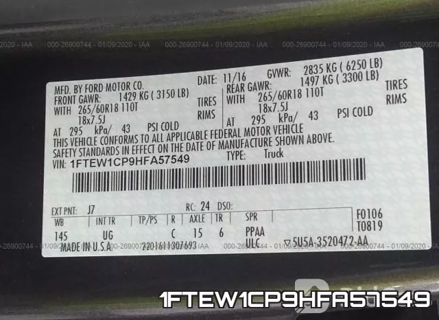 1FTEW1CP9HFA57549 фото 8