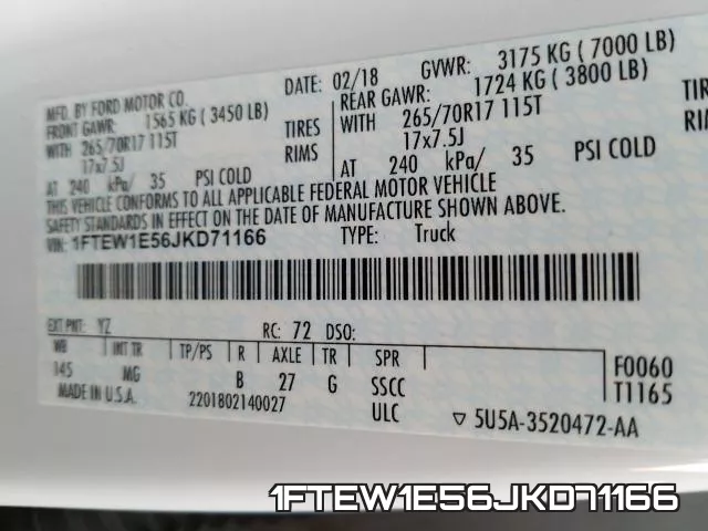 1FTEW1E56JKD71166 фото 2