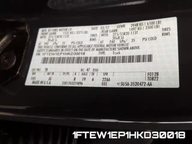 1FTEW1EP1HKD30018 фото 2
