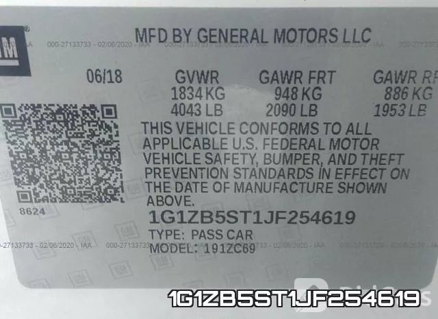 1G1ZB5ST1JF254619 фото 6