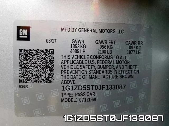 1G1ZD5ST0JF133087 фото 2