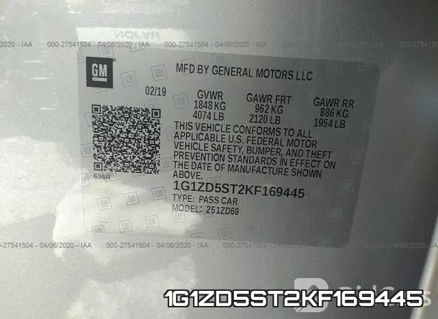 1G1ZD5ST2KF169445 фото 10