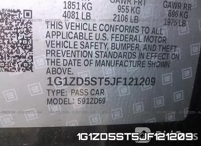 1G1ZD5ST5JF121209 фото 8