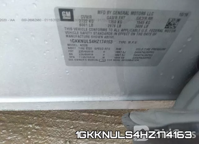 1GKKNULS4HZ174163 фото 6