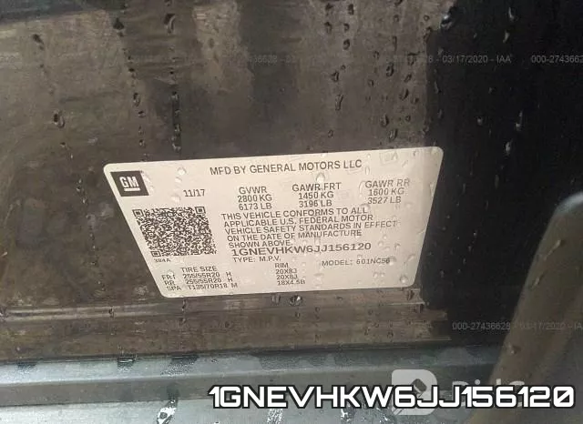 1GNEVHKW6JJ156120 фото 6