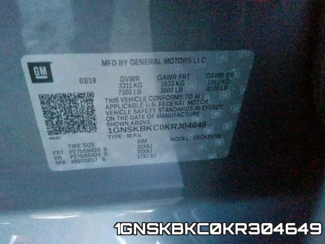 1GNSKBKC0KR304649 фото 2