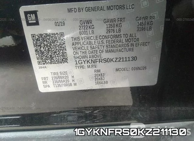 1GYKNFRS0KZ211130 фото 9