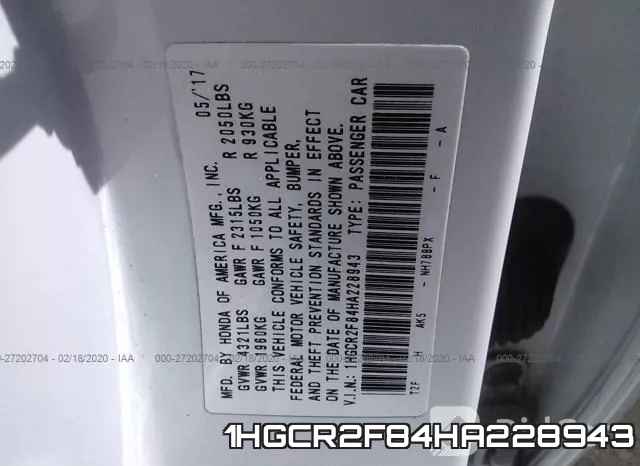 1HGCR2F84HA228943 фото 7
