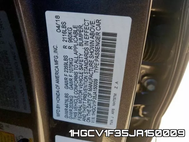 1HGCV1F35JA150009 фото 2