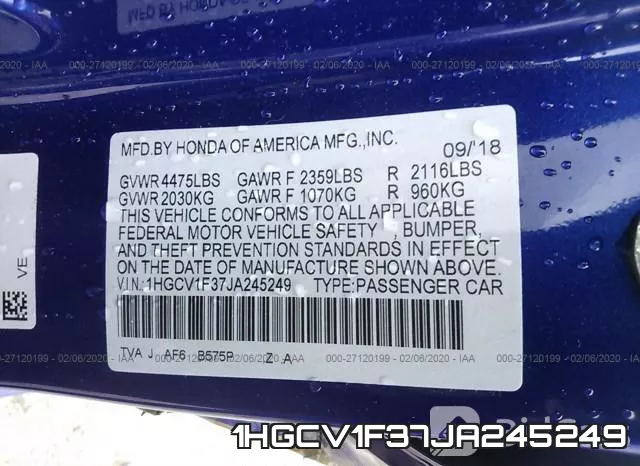 1HGCV1F37JA245249 фото 6
