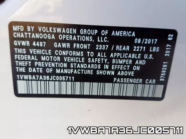 1VWBA7A36JC005711 фото 2