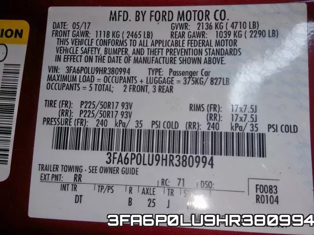 3FA6P0LU9HR380994 фото 2