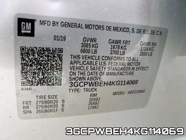 3GCPWBEH4KG114069 фото 2