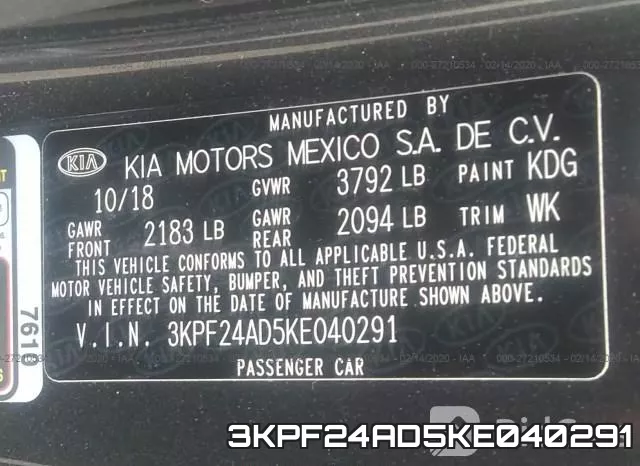 3KPF24AD5KE040291 фото 10