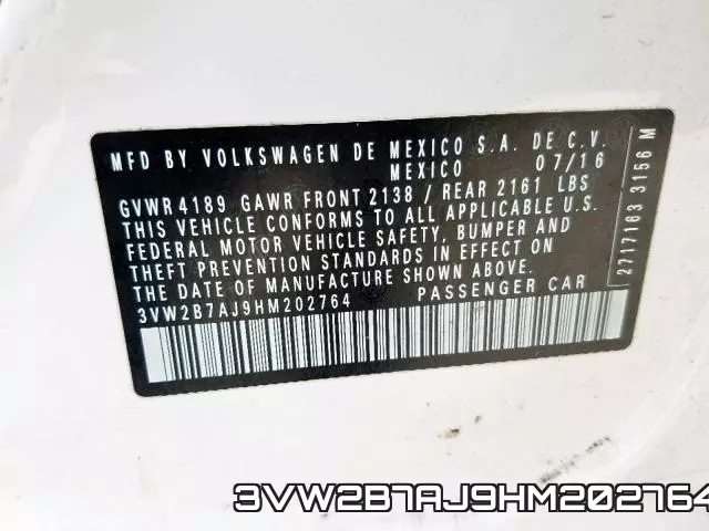 3VW2B7AJ9HM202764 фото 2