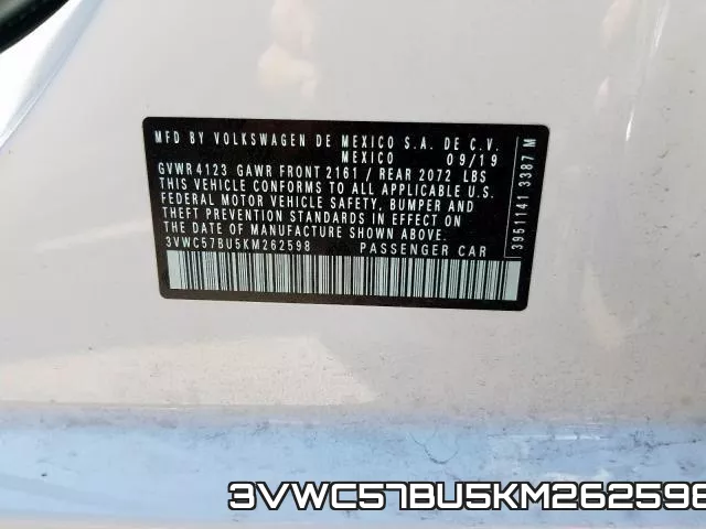 3VWC57BU5KM262598 фото 2