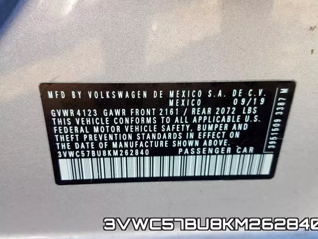 3VWC57BU8KM262840 фото 2