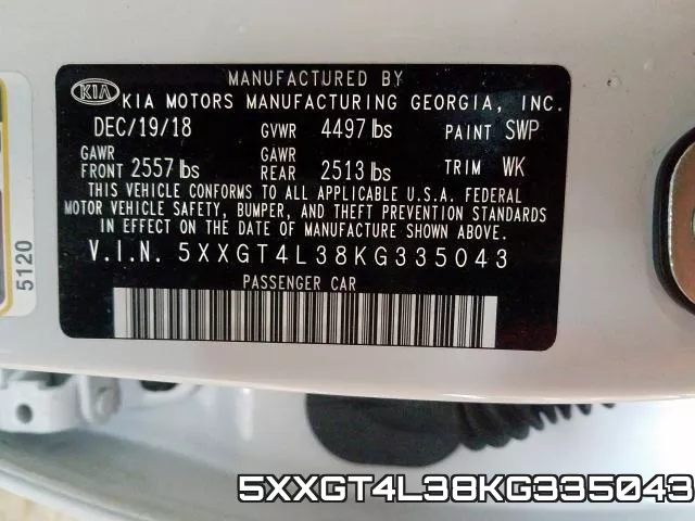 5XXGT4L38KG335043 фото 2