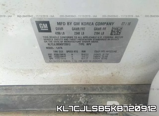 KL7CJLSB5KB720912 фото 7