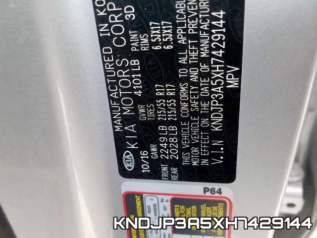 KNDJP3A5XH7429144 фото 2