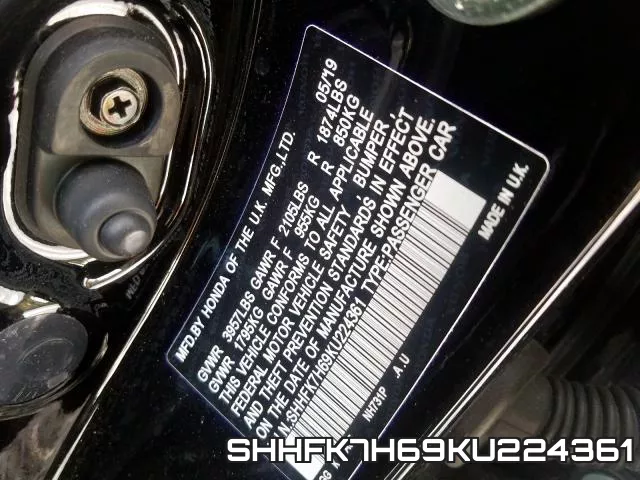 SHHFK7H69KU224361 фото 2