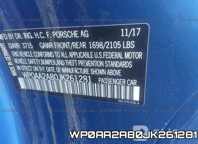 WP0AA2A80JK261281 фото 3