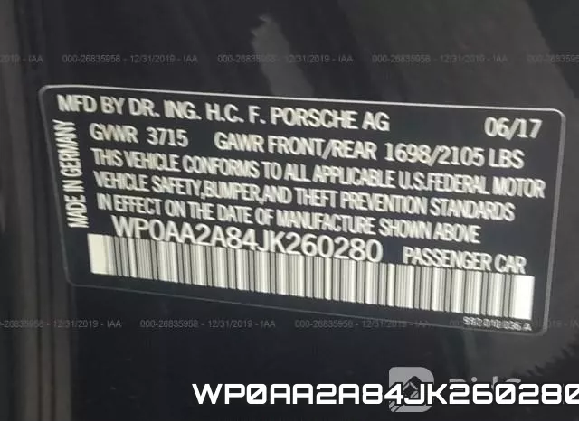 WP0AA2A84JK260280 фото 6