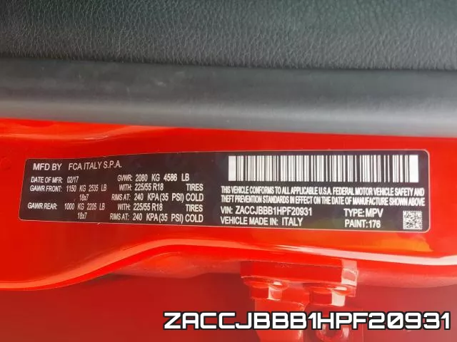 ZACCJBBB1HPF20931 фото 2