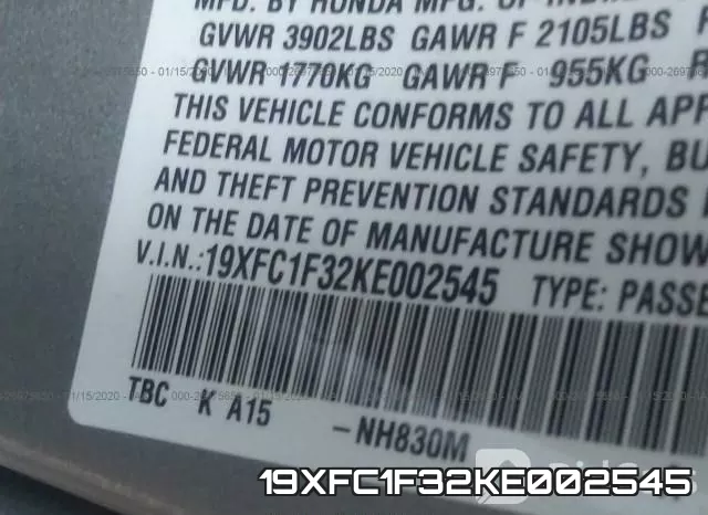 19XFC1F32KE002545 фото 9