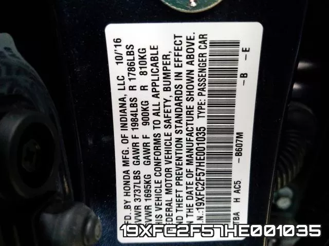 19XFC2F57HE001035 фото 2