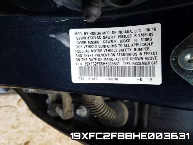 19XFC2F88HE003631 фото 2
