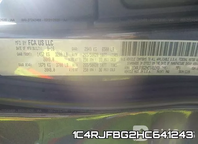 1C4RJFBG2HC641243 фото 7