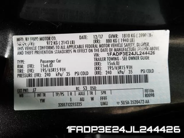 1FADP3E24JL244426 фото 2