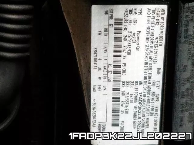 1FADP3K22JL202227 фото 2