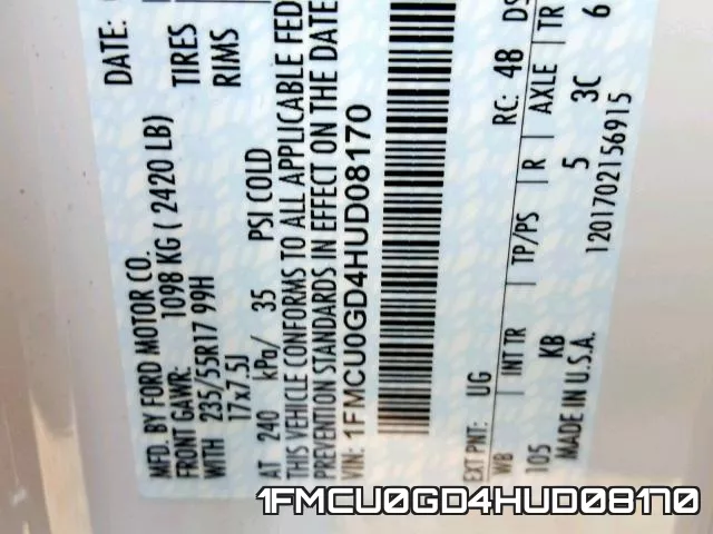 1FMCU0GD4HUD08170 фото 2